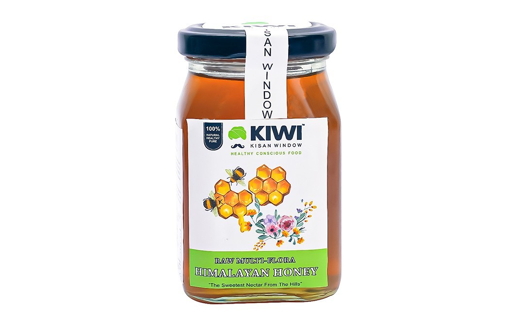 Kiwi Kisan Window Raw Multi-Flora Himalayan Honey    Glass Jar  250 grams